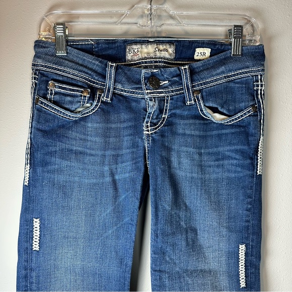 BKE Stella Flare Dark Blue Low Rise Boot Cut Denim Stretch Jeans Fall Cowgirl - Picture 2 of 12